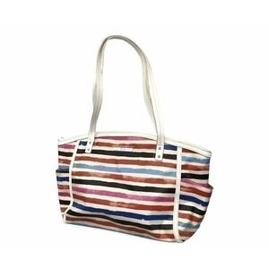 Relic Caraway Medium Tote Bag Handbag Shoulder Multicolor Stripe Pockets white